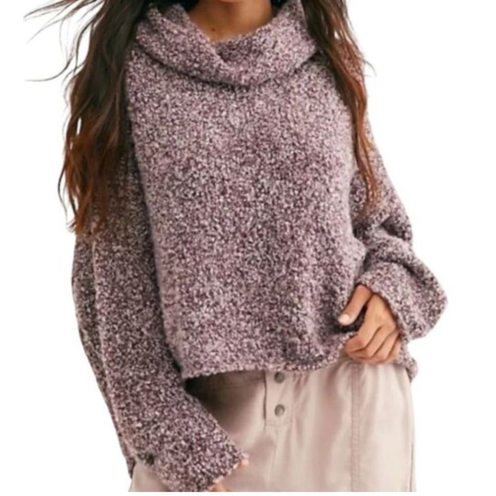 Free People Heathered Purple Cowl Turtleneck Sweater sz XS